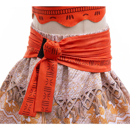 Moana Cosplay Dress For Girl New Little Girl Two Piece Suit Children Geometric Print Clothes Halloween Carnival Outfit Moana