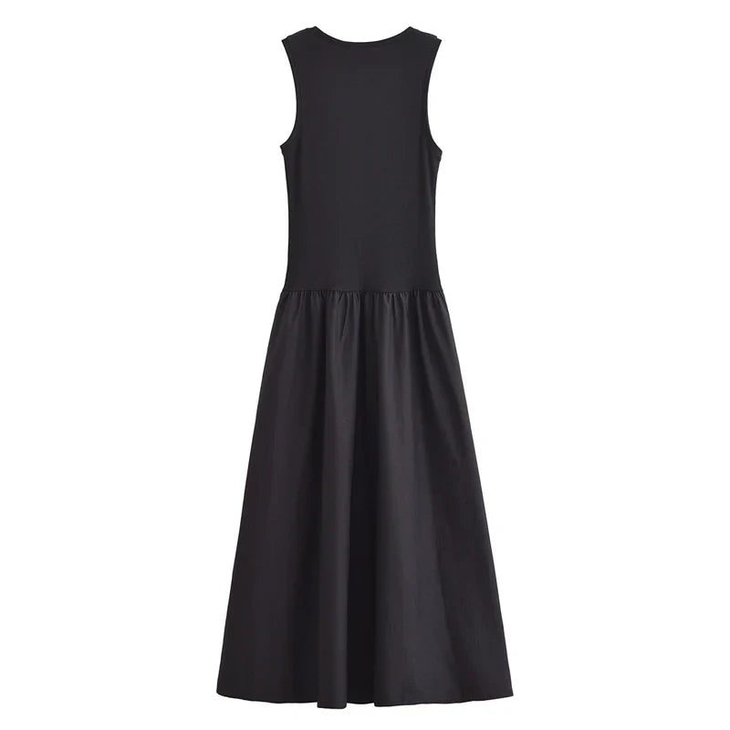Dresses 2025 Woman Sleeveless Black Long Dress Women Bodycon Summer Solid Dresses One Pieces Midi Casual Dresses