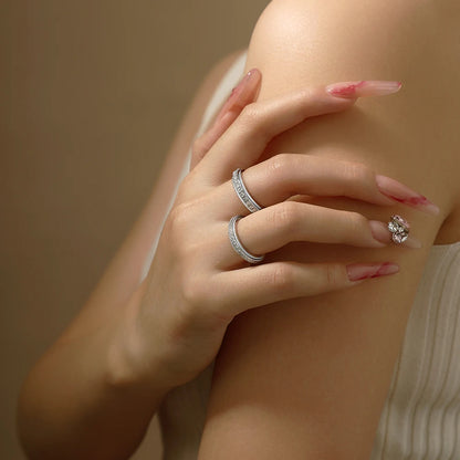 Hot Moissanite Rotating Rings for Women Men 925 Sterling Silver Fidget Anxiety Ring Versatile Daily Wear Simple Jewelry