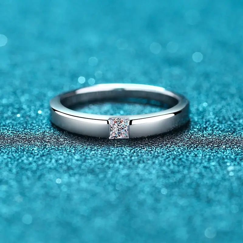 0.3CT Princess Cut Moissanite Engagement Ring for Women Men Colorless Diamond Weddig Bands Sterling Silver Bridal Gift
