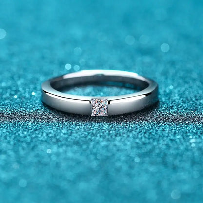 0.3CT Princess Cut Moissanite Engagement Ring for Women Men Colorless Diamond Weddig Bands Sterling Silver Bridal Gift