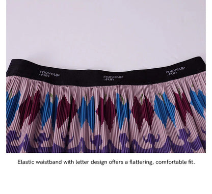 A-line Skirt 2026 Spring New Elastic Waist Colorful Floral Print Pleated Commuter Retro Style Skirt For Women 3ELC20607