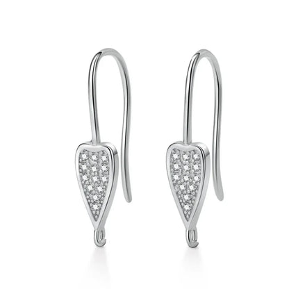 TrustDavis Real 925 Sterling Silver Fashion Dazzling CZ Opening Handmade Ear Hook Earring DIY Accessories Fine Jewelry HY365