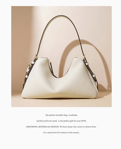 Genuine Leather Satchel Bags For Women Simple Fashion Ladies Underarm Handbag Large Capacity Shoulder Bag 2025 New