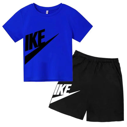 Kids Summer Short Sleeve T-shirt Shorts 2Pcs Set Boy Girl Casual Sport Jogging Suit Toddler 3-12Y