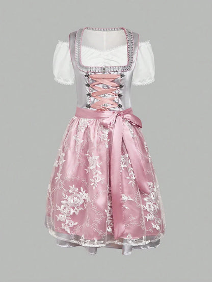 German Traditional Skirt Women's Three Piece Suit, Munich Oktoberfest Costume, Bavarian Style Halloween Carnival Costume