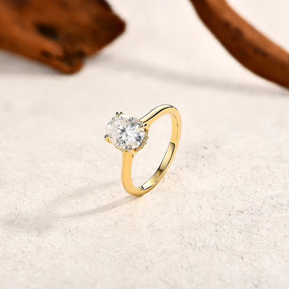 AU750 2.0CT Moissanite Ring Oval Cut Lab Diamond Solid 10K 14K 18K Gold For Women Engagement Bride Wedding Fine Jewelry