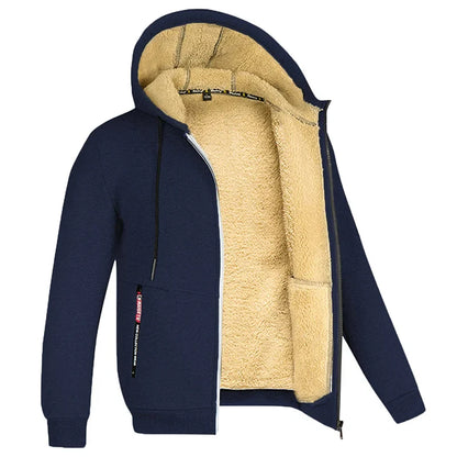 Men's Heavyweight Sherpa Fleece Lined Jackets Coats Windproof Zip Up Hoodie Winter Warm Hooded Sweatshirt Outerwear Outfits Tops