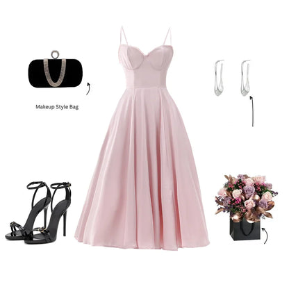 Summer Long Evening Dress Elegant 2025 New Arrivals Spaghetti Strap Corset Bustier Dress Satin Prom Dress Women