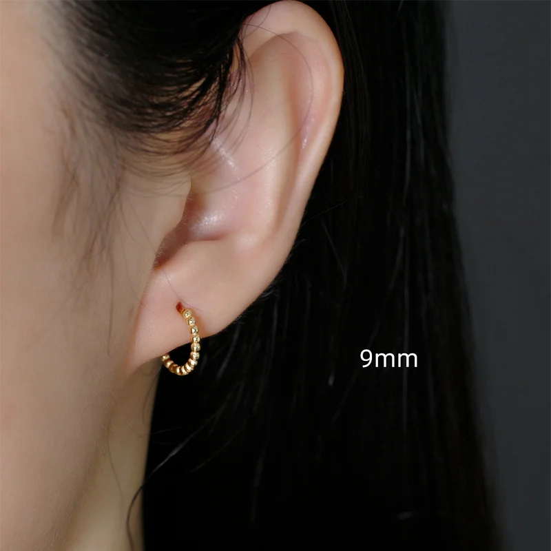 925 Sterling Silver Fashion Minimalist Beads Huggies Hoop Earrings for Women Trend Charm Ear Buckle Bohemian Jewelry Gift