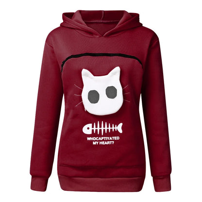 S-3XL Gatos Amantes de Moletom Canguru Cães Pet Pata Dropshipping Pulôveres Bolsa Carinho Peixe Bolso Canguru
