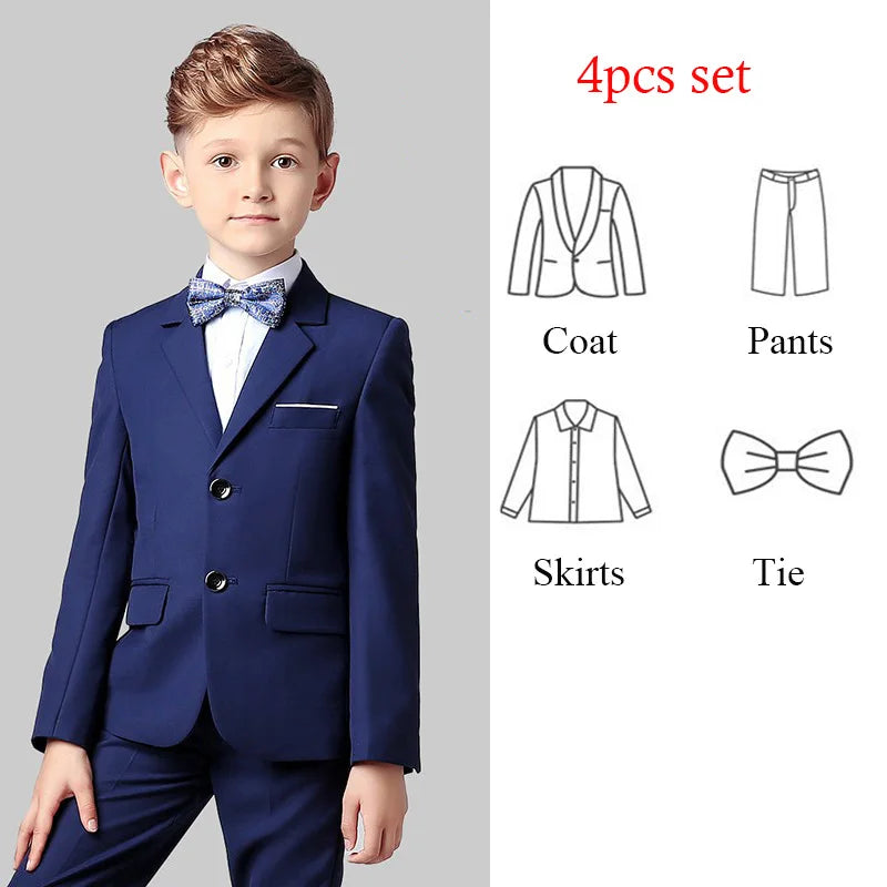 Spring Autumn Children Boy Wedding Suit Teenager Kids Formal Elegant Suits For Boy 1-14  Years Boys Suits Outfits Set