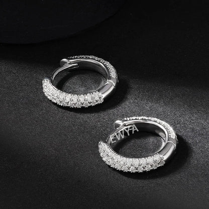 Luxury Designer 0.8cttw D Color Full 1mm Moissanite Hoop Earrings S925 Sterling Silver Earring For Women Party Fine Jewelry