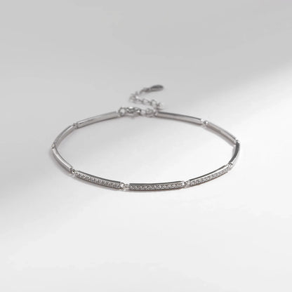 White Gold Plated Bracelet For Women 925 Sterling Silver Rectangle Pave Setting Bracelet Dainty Fashion Basic Jewelry