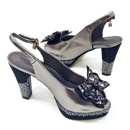 Italian Design Fashion Style Ladies Shoes With Matching Bag Set 2024 Nigerian Shoes and Bag Set in Wine Color