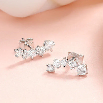 1.16cttw Gradient Gem Full Moissanite Stud Earrings for Women Sparkling Party Jewelry Earrings 925 Sterling Silver 100%