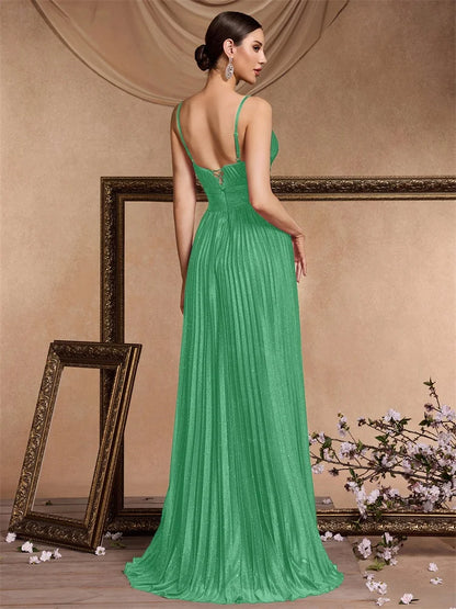 Vestidos de festa elegantes linha A luxuosos até o chão sem costas formais decote V profundo femininos vestidos de coquetel para festa de casamento