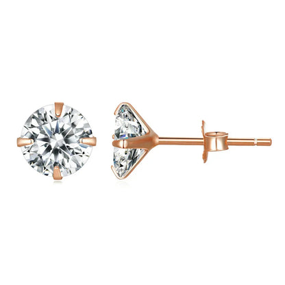 CZ Stud Earrings 925 Sterling Silver Platinum Plated Round Cubic Zirconia Hypoallergenic Barbell Earrings 4-7mm