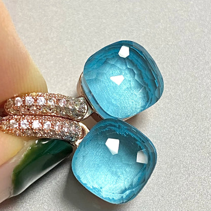 Classic Candy Color Earrings Inlay Transparent Zircon 27Colors Crystal Earrings Rose Gold Plated Fashion Jewelry For Women