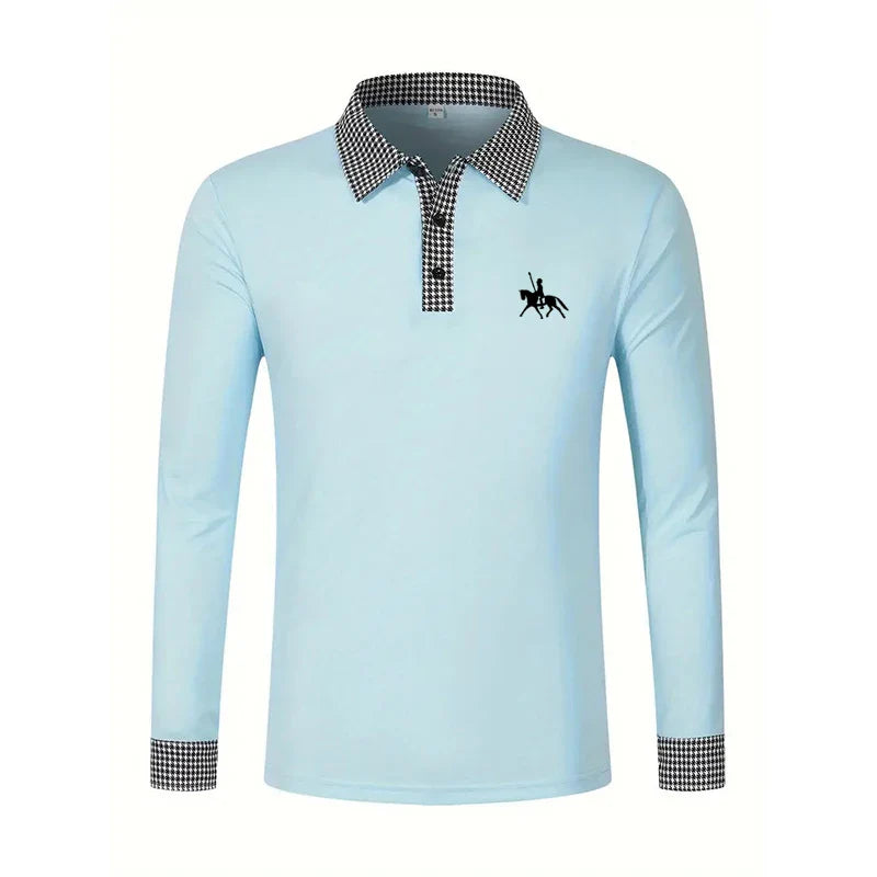 Spring and Autumn Men's Long Sleeve Polo Shirt Classic Business Office T-shirt Male Street Casual Fashion Solid Color Top