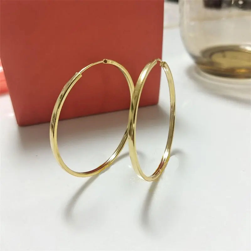 Senlissi - New Fashion 18K Gold Plated Hoop Earrings For Women 925 Sterling Silver Earring Cерьги Kольца Jewelry Girlfriend Gift
