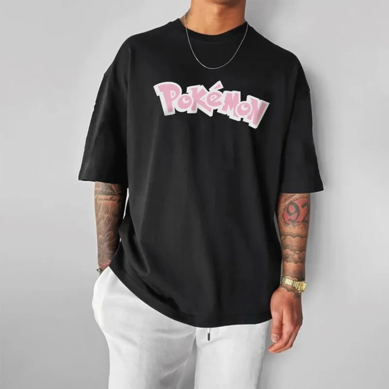 Anime Eevee Creative Printed T-shirt Cotton Men's and Women's New Summer Loose Casual Harajuku Short Sleeve Top