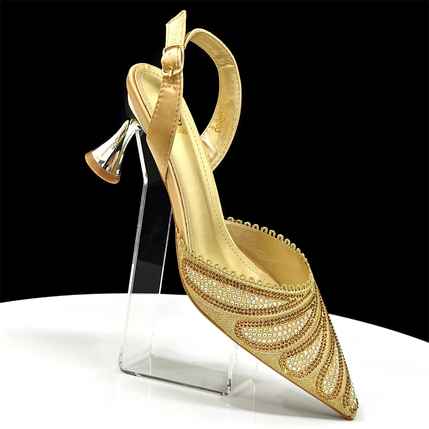 New Green Colour Pointed-Toe Diamond-Studded Party Women's High Heels Gorgeous Parties Shoes and Bag to Match
