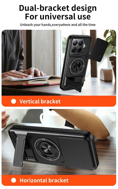 15T/15T Pro Armor Case For Xiaomi 15T Pro Case Shockproof Slide Lens Protector Phone Cover For Xiaomi 15T Case Fundas With Ring