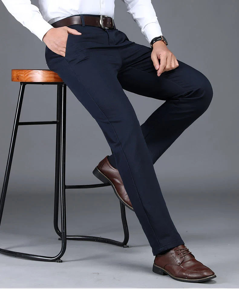 Business Men's 98% Cotton Straight Casual Pants Plus Size Loose Stretch Autumn Winter Office Trousers Classic Male Clothing