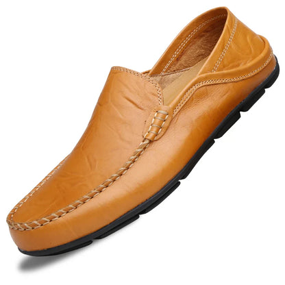 Sapatos Masculinos de Couro Mocassins Masculinos de Verão Sapatos de Couro Casuais de Negócios Clássicos Macios Mocassins Homem Sapatos Baixos Respiráveis