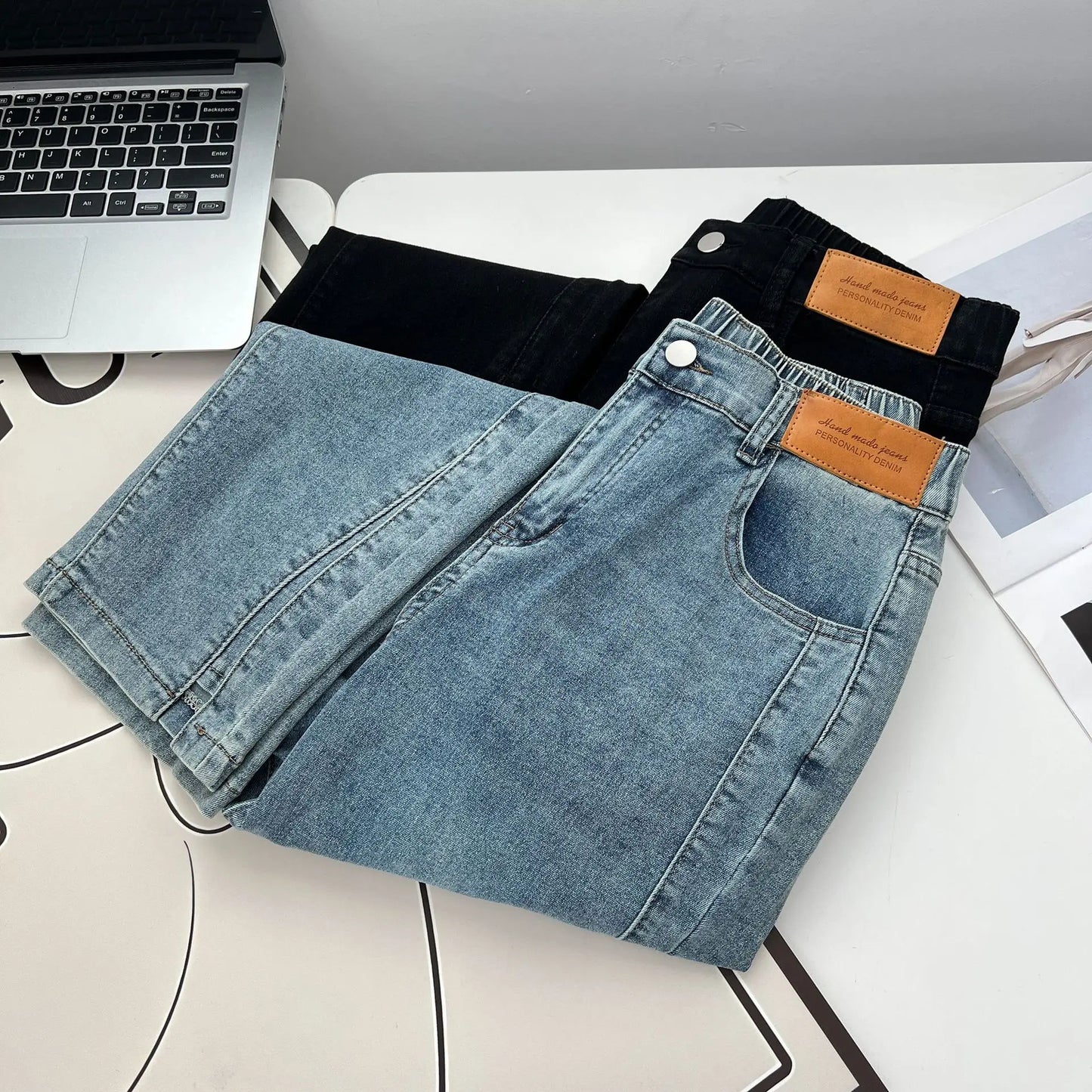 Women's Split Leg Opening Drainpipe Jeans