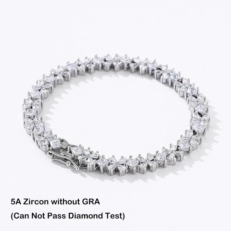 Original Clover Pear Cut Zircon Tennis Bracelet for Women Lady S925 Silver High Carbon Gemstone Link Bracelets Wholesale