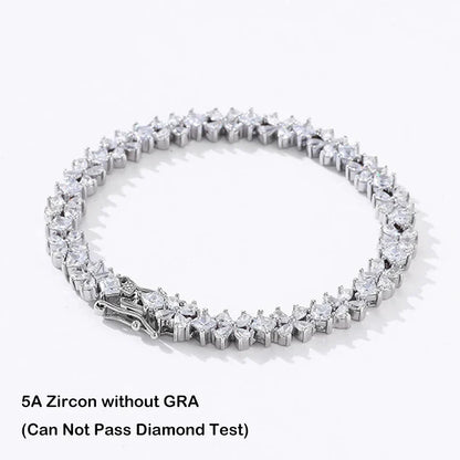 Original Clover Pear Cut Zircon Tennis Bracelet for Women Lady S925 Silver High Carbon Gemstone Link Bracelets Wholesale