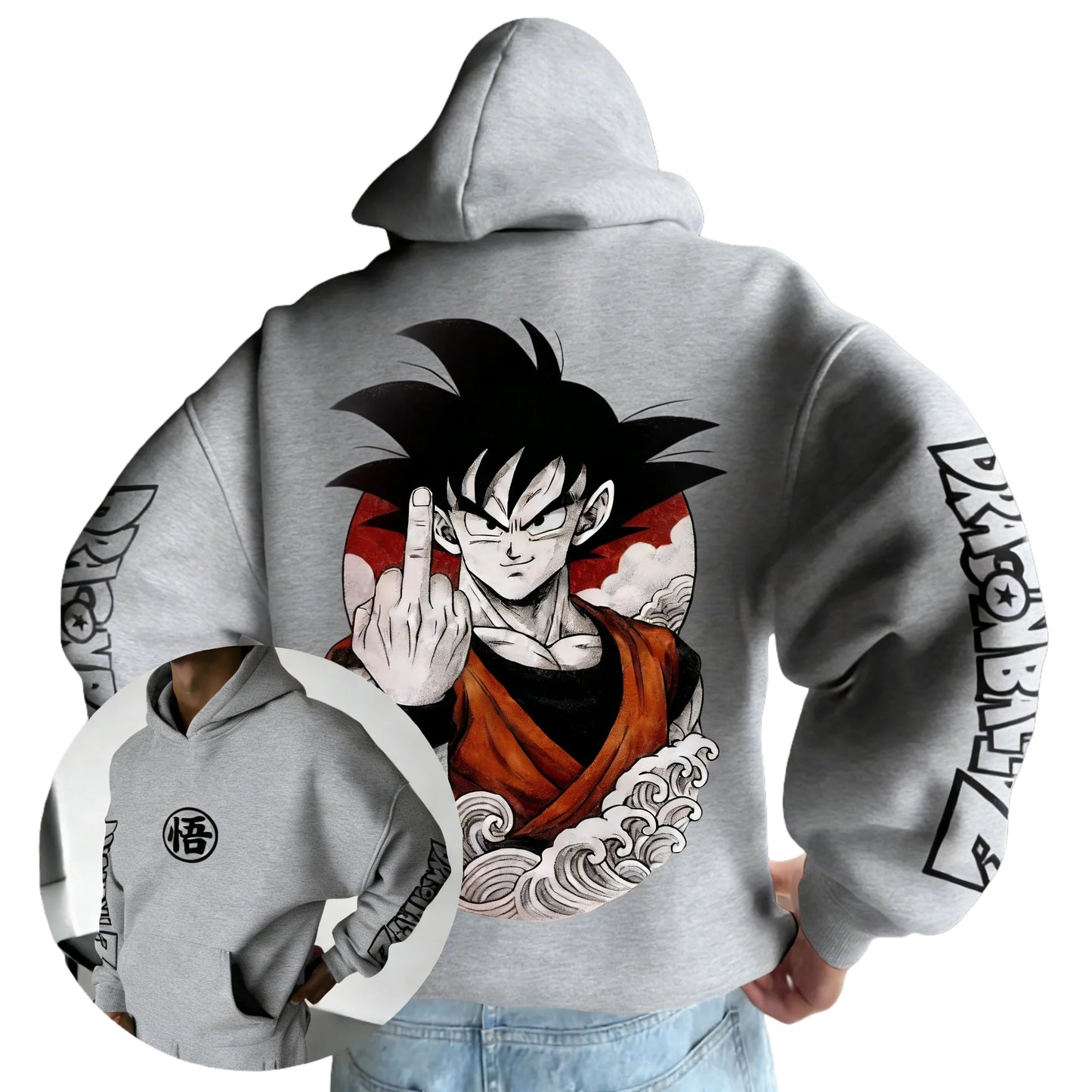 Retro Anime Hoodie, Japanese Style Goku Print Men's Pure Cotton Hoodie, Casual Loose Sports Daily Version