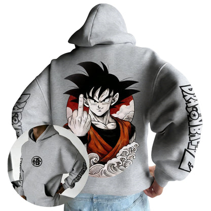 Retro Anime Hoodie, Japanese Style Goku Print Men's Pure Cotton Hoodie, Casual Loose Sports Daily Version