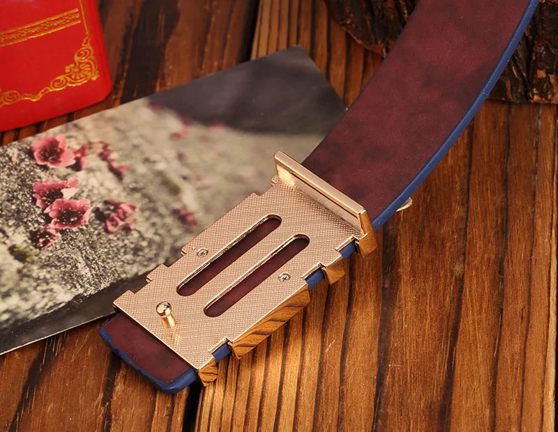 Men's and Women's Casual Fashion Belt  Korean Version Gold Buckle Belt Trendy I-shaped Buckle Belt
