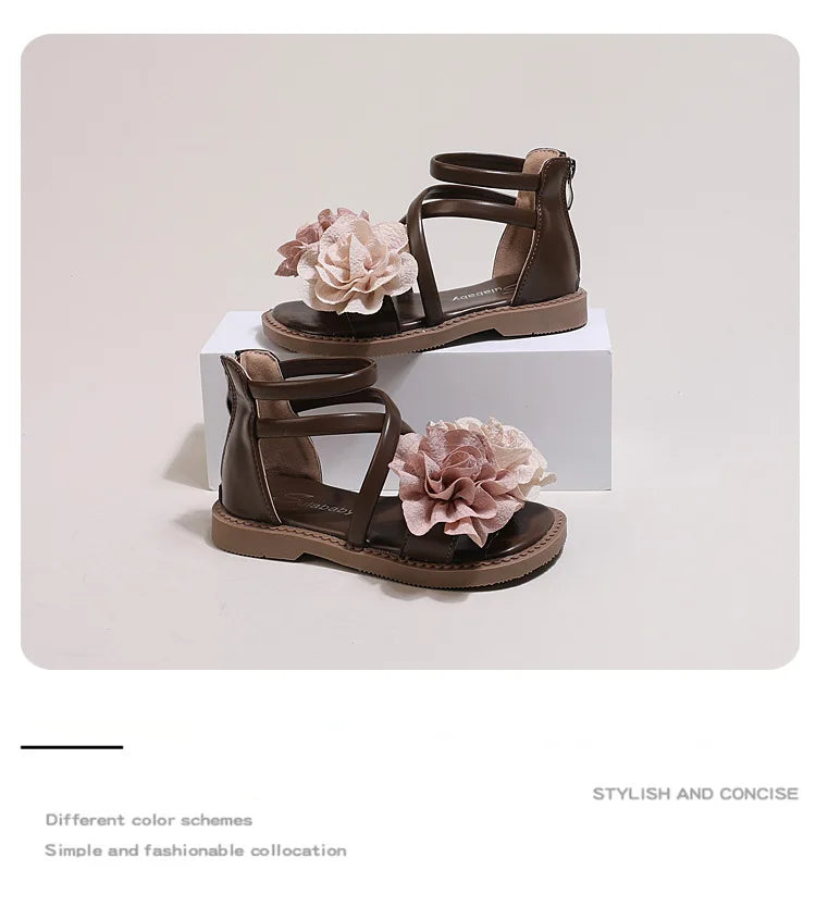 Girls' Sandals 2026 Summer New Children's Flower Princess Shoes Soft Sole Anti Slip Baby Girls' Roman Sandals