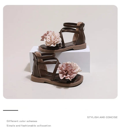 Girls' Sandals 2026 Summer New Children's Flower Princess Shoes Soft Sole Anti Slip Baby Girls' Roman Sandals