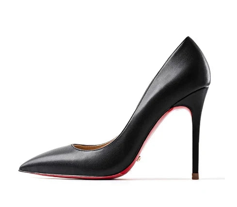 12CM Brown Patent Leather Pumps Women Red Bottom Heels Elegant High Heeled Stilettos Evening Shoe for Party