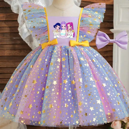 Baby Prinsess Dress Girls Birthday Party Dresses Kids Children Sleeveless Tulle Tutu Clothings 1-5Y
