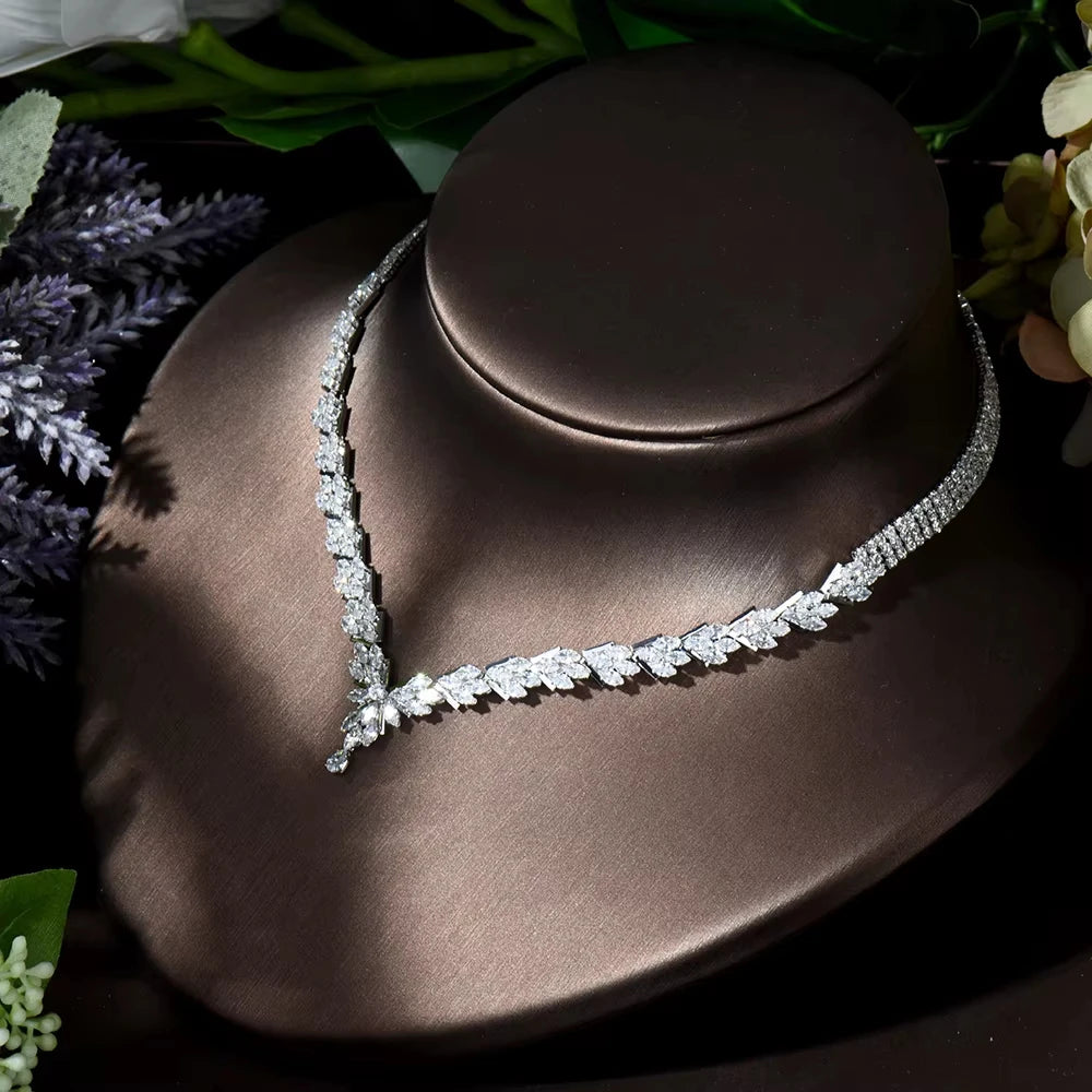 4pcs Necklace and Earrings Set AAA Cubic Zircon Jewelry Set for Dubai Nigeria Women Bridal Wedding Accessories N-119