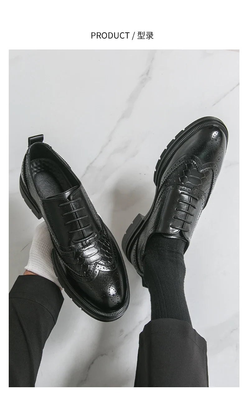 Classic Wedding Leather Shoes For Men Brogues High Quality Men's Dress Business Shoes Office Party Social Formal Shoes Male