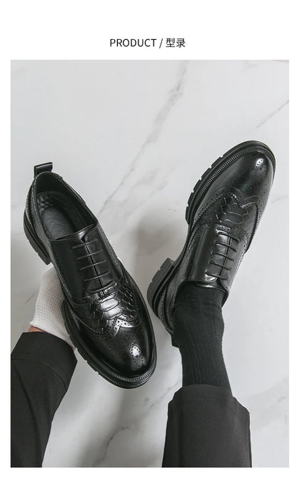 Classic Wedding Leather Shoes For Men Brogues High Quality Men's Dress Business Shoes Office Party Social Formal Shoes Male