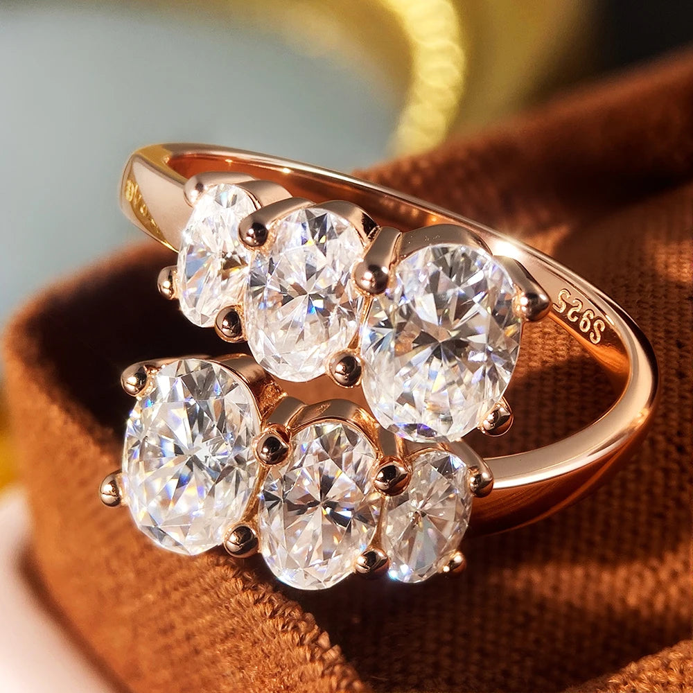 Moissanite Wedding Rings for Women GRA Certified 3.6CT Oval Cut Lab Diamond Fine Jewelry s925 Sterling Silver Ring Gift