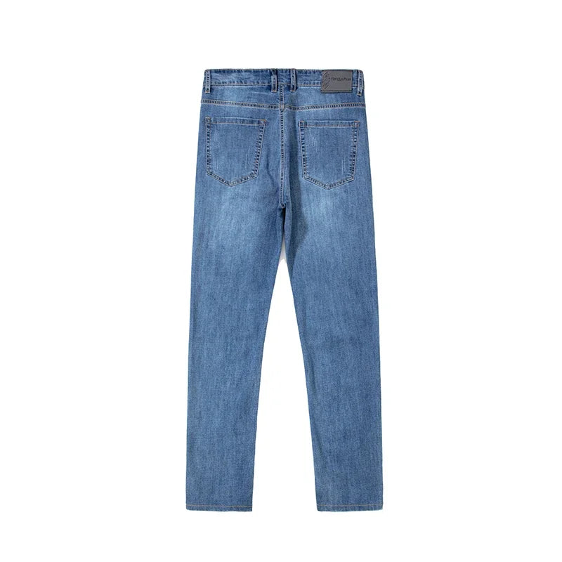 Summer Thin Mens Clothing Cowboys Slim Straight Jeans Men Denim Pants Casual Regular Fitness Men's Trousers Light Blue 2026 Y2K