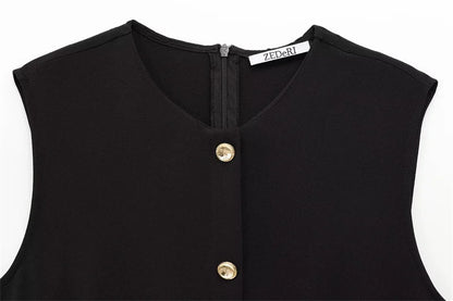 Women's Dress Black Long Dresses Spring Summer 2025 Button Up Sleeveless Sundress Vestidos Elegant Casual Women's Dresses