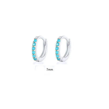 6/7/8/9 MM Cartilage Circle Earrings 925 Sterling Silver Bling CZ Huggie Hoop Earring for Women Piercing Buckle Wedding Jewelry