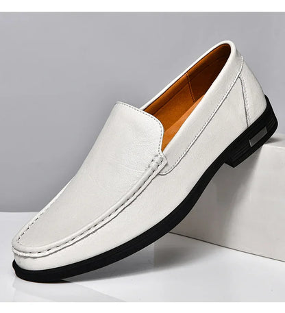 Genuine Leather Slip on Loafers Men Formal Dress Shoes Office Driving Wedding Party Mocasines Hombre Big Size Casual Shoes