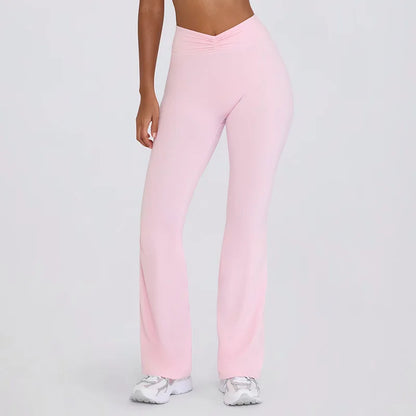 Women's Yoga Suits Camisole Backless Nude Beautiful Back Neck Hanging Bra Flared Pants Fitness Set