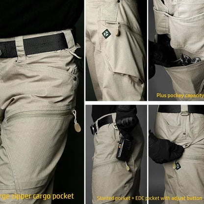 Stretch Hiking Pants Men Water Resistant Rip Stop Cotton Outdoor Work Cargo Pants Multi-Pocket Lightweight Combat Tactical Pants